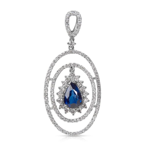 007542 fv BRAND NEW Diamond Sapphire Fashion Pendant in 18k White Gold 101 CTW