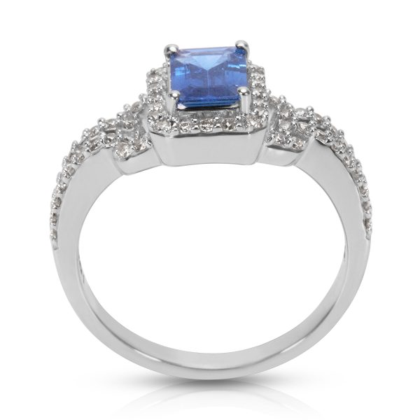 007600 pv Sapphire and Diamond Vintage Style Ring in 14K White Gold 038 CTW