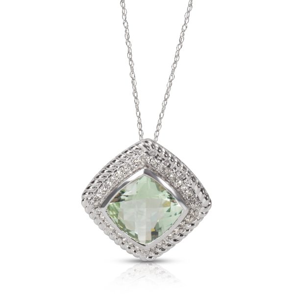 008141 fv d582834a a242 4d28 ab43 eb9bc3ae2739 Diamond Green Amethyst Gemstone Pendant in 14KT White Gold 468ctw