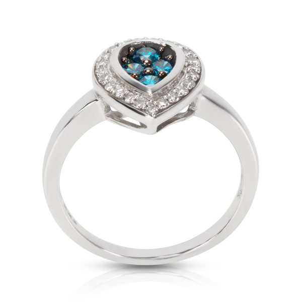 008337 pv Blue White Diamond Ring in 14KT White Gold 050ctw