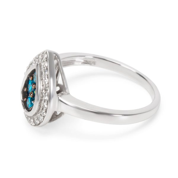 008337 sv Blue White Diamond Ring in 14KT White Gold 050ctw