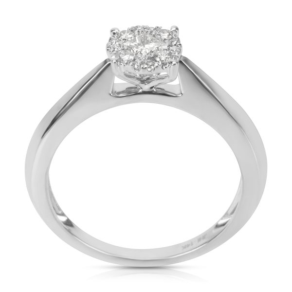 008410 pv BRAND NEW Diamond Cluster Engagement Ring in 14K White Gold 25 CTW