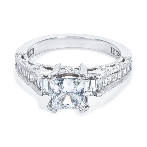 009081 fv Tacori 3 Stone Engagement Ring Setting in Platinum 34 CTW HT 2509 P