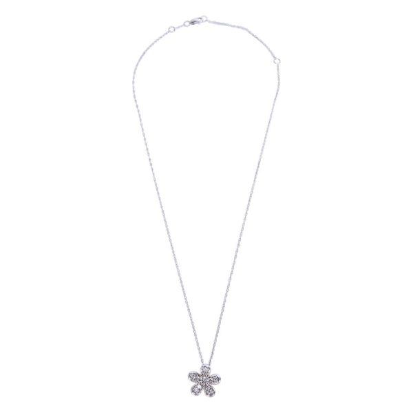 009314 pv BRAND NEW Diamond Flower Necklace in 14K White Gold 055 CTW