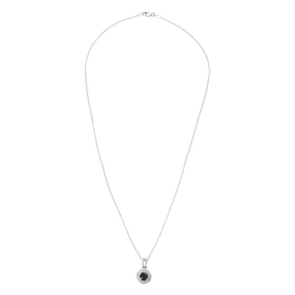 009672 pv Black Diamond Halo Necklace in 14K White Gold 097 Ctw on Chain