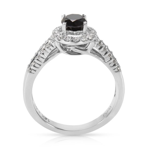 009945 pv BRAND NEW Black Diamond Engagement Ring in 14k White Gold 102 CTW