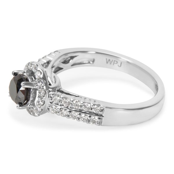 009945 sv BRAND NEW Black Diamond Engagement Ring in 14k White Gold 102 CTW