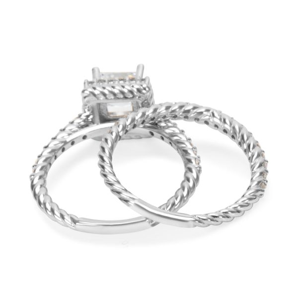 011583 bv BRAND NEW Halo Diamond Bridal Set in 18K White Gold with Diamonds 070 CTW