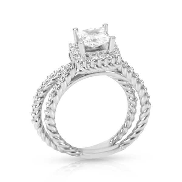 011583 pv BRAND NEW Halo Diamond Bridal Set in 18K White Gold with Diamonds 070 CTW