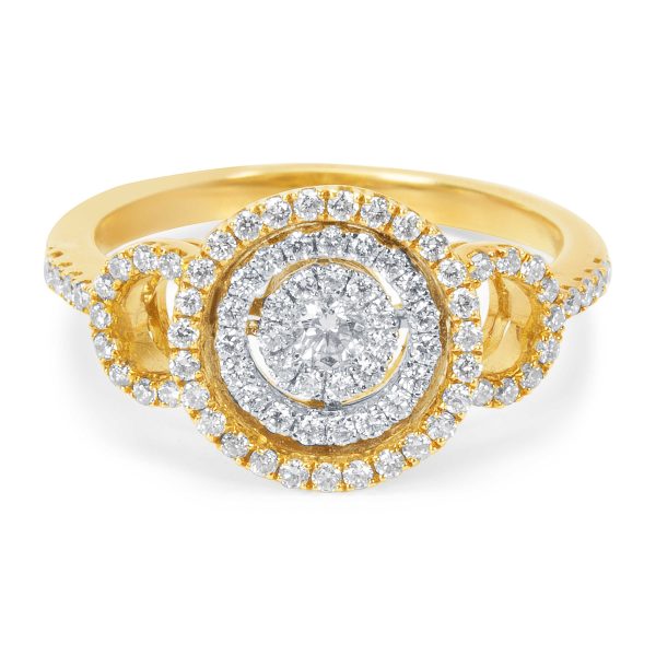 014024 fv a8592d79 25df 4c0e bcb3 63918178e22f BRAND NEW Double Halo Cluster Diamond Ring in 18K Two Tone Gold 054 CTW