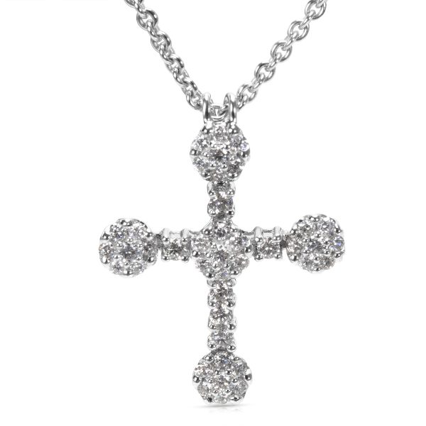 015265 fv BRAND NEW Diamond Cross Pendant with Chain in 18K White Gold 096 CTW