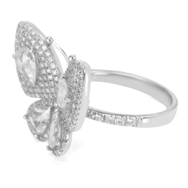 017237 sv BRAND NEW Rose Cut Diamond Butterfly Ring in 18K White Gold 250 CTW