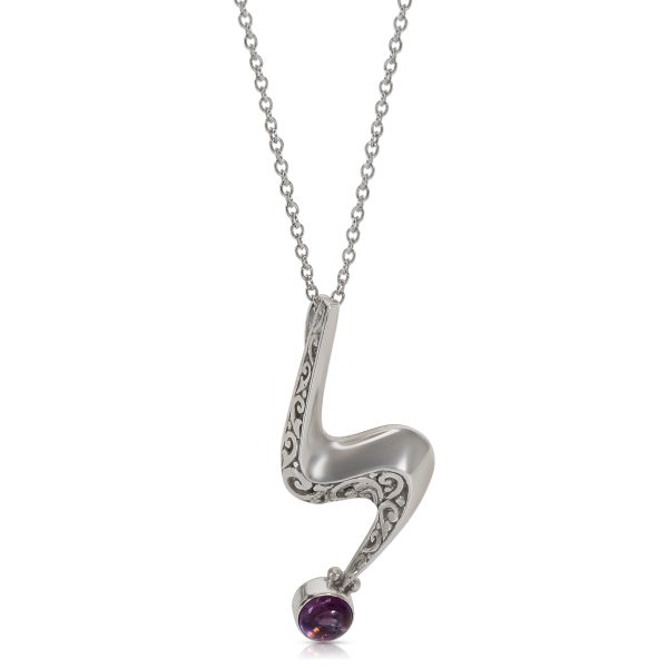 018761 fv 40af94e2 5a67 4241 81c3 7fb3fa197d27 BRAND NEW Amethyst Modern Scrollwork Pendant in Sterling Silver with Chain