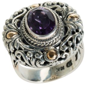 018780 FV BRAND NEW Robert Manse Amethyst Ring in Sterling Silver 18K Yellow Gold