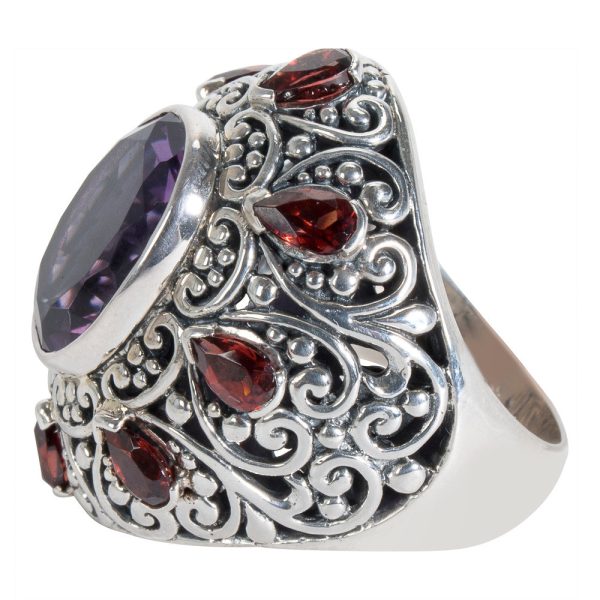 018812 SV BRAND NEW Robert Manse Amethyst Garnet Ring in Sterling Silver