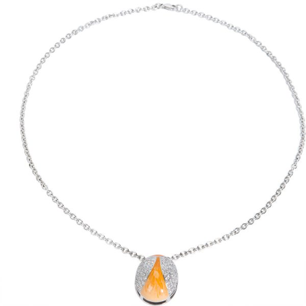 019120 pv 2058acdc aee3 4098 81ab cc9adea7ca07 BRAND NEW Zydo Diamond Ladybug Necklace with Orange Enamel in 18K WG 102 CTW