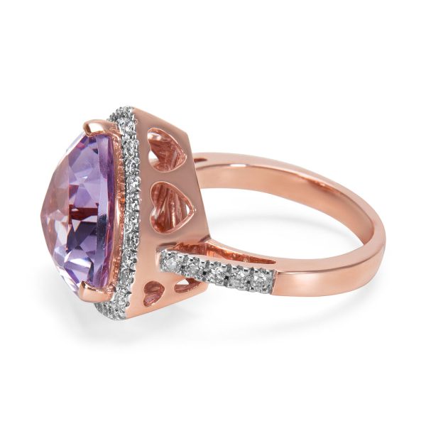 022656 sv 1de8aeaa 2112 4cf3 9501 483e0230670a BRAND NEW Amethyst Diamond Fashion Ring in 14K Rose Gold 042 CTW