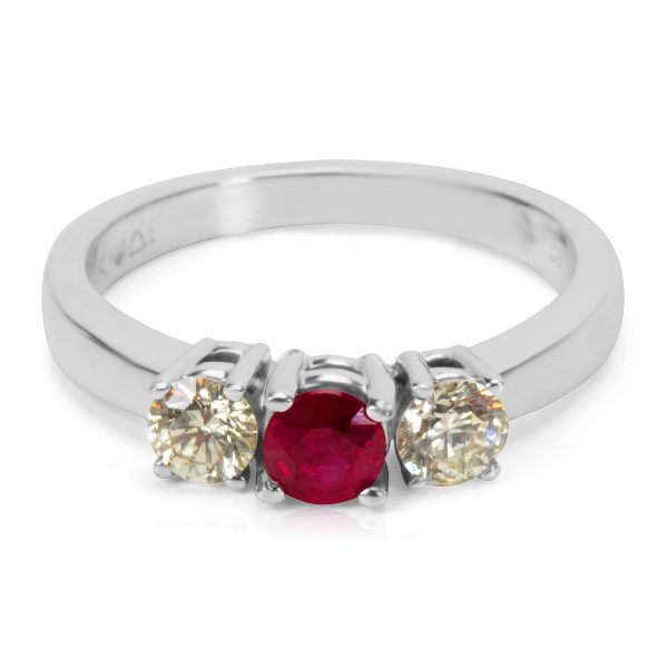 023221 fv b619a009 76a7 4927 ac9e ca65ef3accce BRAND NEW Diamond Ruby 3 Stone Ring in 14k White Gold 040 CTW