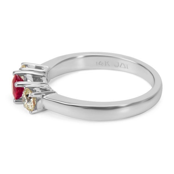 023221 sv 2b026374 64c6 4744 8d9d 2658016b3cc0 BRAND NEW Diamond Ruby 3 Stone Ring in 14k White Gold 040 CTW