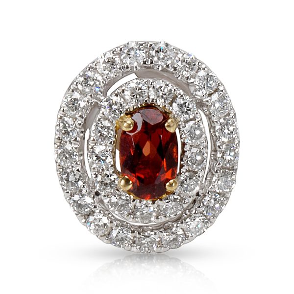 026842 fv 12676bcc 964c 478c 9bc7 825a1ade2ac5 BRAND NEW Diamond Halo Pendant with Oval Garnet Center 030 CTW