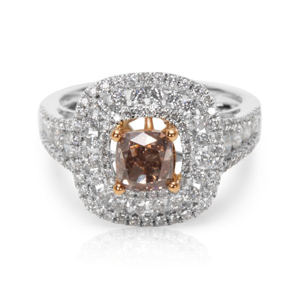 026974 fv BRAND NEW Brown Diamond Engagement Ring in 18K 2 Tone Gold 206 CTW