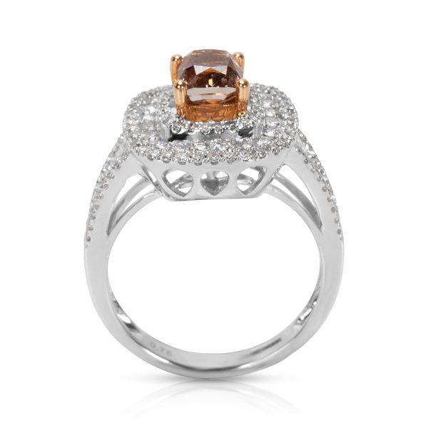 026974 pv BRAND NEW Brown Diamond Engagement Ring in 18K 2 Tone Gold 206 CTW