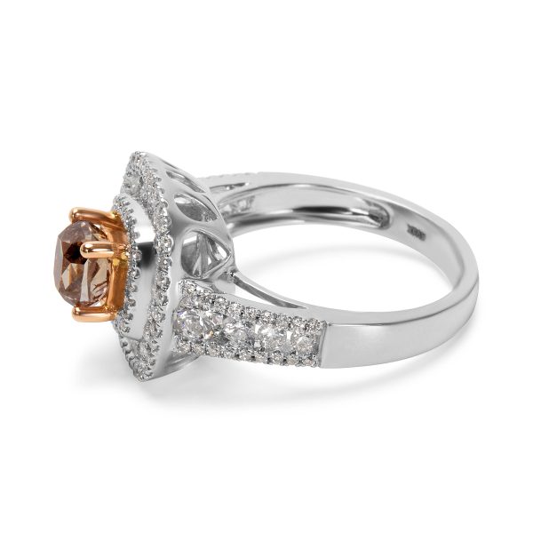 026974 sv BRAND NEW Brown Diamond Engagement Ring in 18K 2 Tone Gold 206 CTW