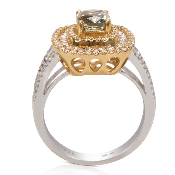 026982 pv BRAND NEW Double Halo Diamond Ring in 18K Two Tone Gold 205 CTW