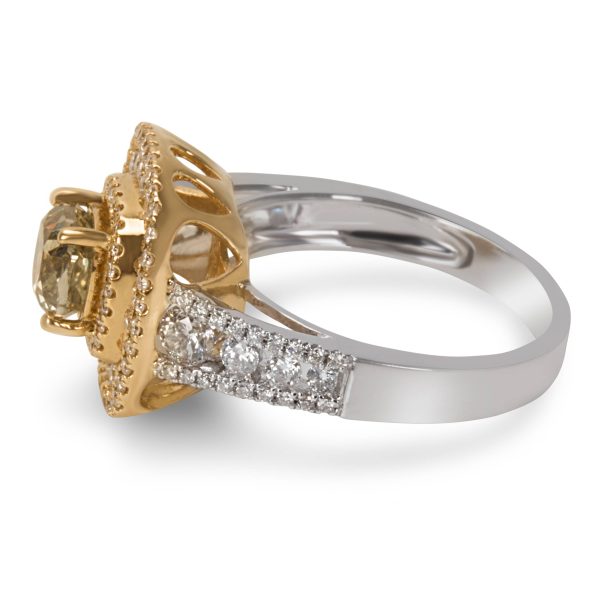 026982 sv BRAND NEW Double Halo Diamond Ring in 18K Two Tone Gold 205 CTW