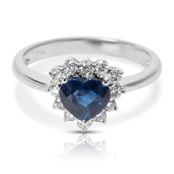 027216 fv d0be7189 31c7 4533 a2d4 1f57d3ce69a2 BRAND NEW Diamond Heart Sapphire Ring in 18K White Gold 137 ctw