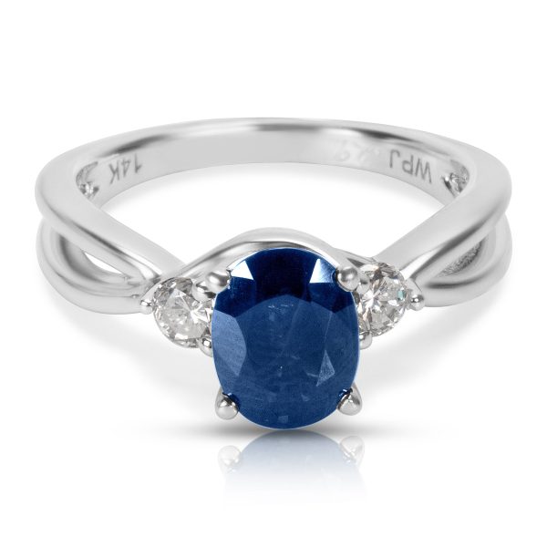 027225 fv Abraded Sapphire Diamond Fashion Ring in 14k White Gold 025 CTW