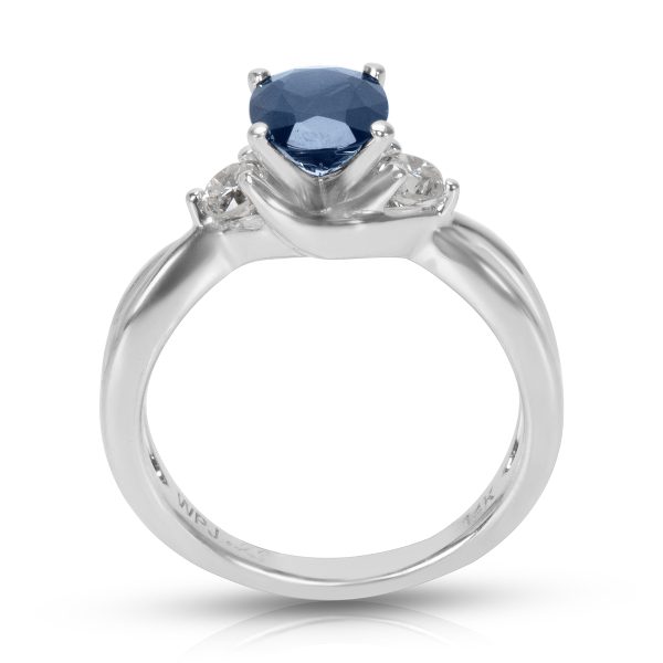 027225 pv Abraded Sapphire Diamond Fashion Ring in 14k White Gold 025 CTW