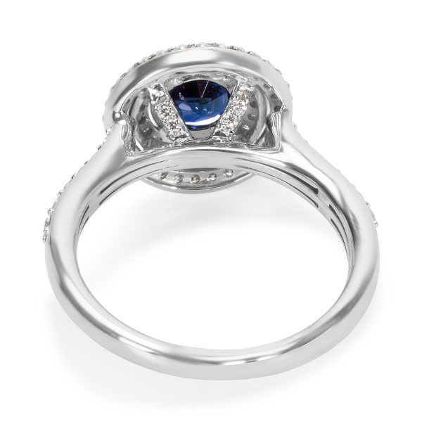 027494 bv 592dae11 e7a4 4299 8411 56330b332418 BRAND NEW Double Halo Ring in 14K White Gold with Sapphire Center and Diamonds