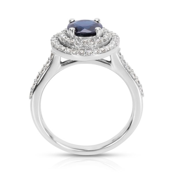 027494 pv 4f3a238c 9820 4763 88c4 243ab14d128d BRAND NEW Double Halo Ring in 14K White Gold with Sapphire Center and Diamonds