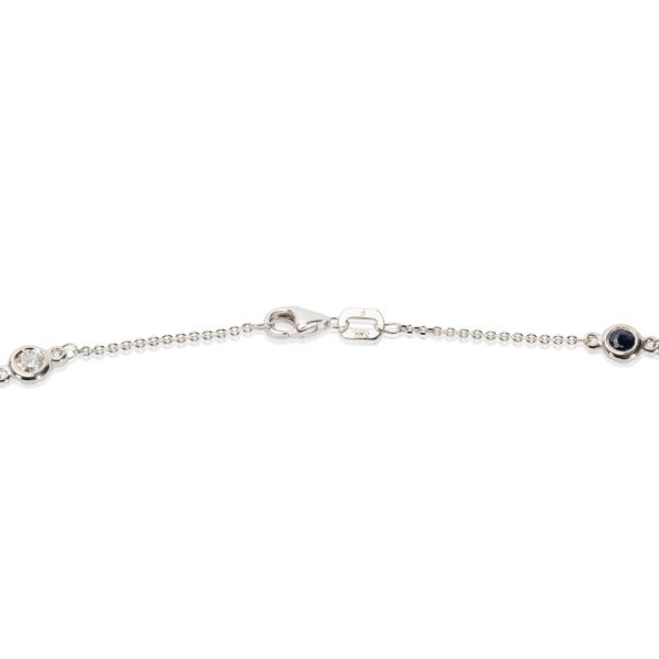 028074 Clasp IGL Certified Diamond Sapphire By The Yard Necklace in 14K WG 063 CTW