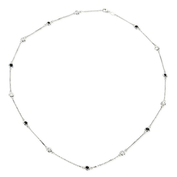 028074 FV IGL Certified Diamond Sapphire By The Yard Necklace in 14K WG 063 CTW