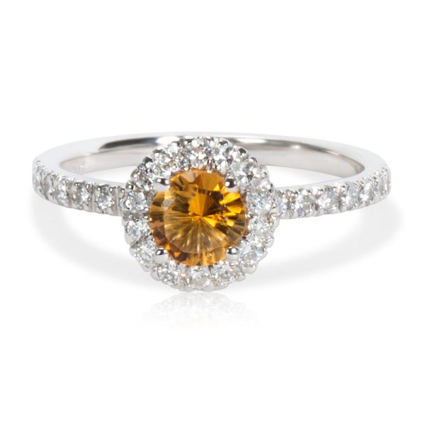 028081 FV 3d64693f 507d 4130 b5ce c1461e8054da BRAND NEW Citrine Diamond Halo Ring in 14K White Gold 040 CTW