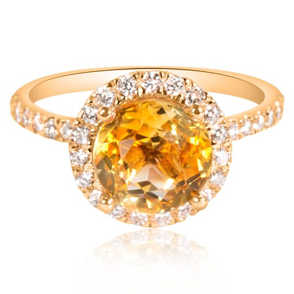 031267 FV 5deae148 2577 48f4 860d e640b84e95a3 BRAND NEW Citrine Diamond Halo Ring in 14K Rose Gold 038 CTW