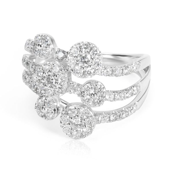 032553 fv Three Strand Multi Flower Station Diamond Ring in 18K WG 102 CTW