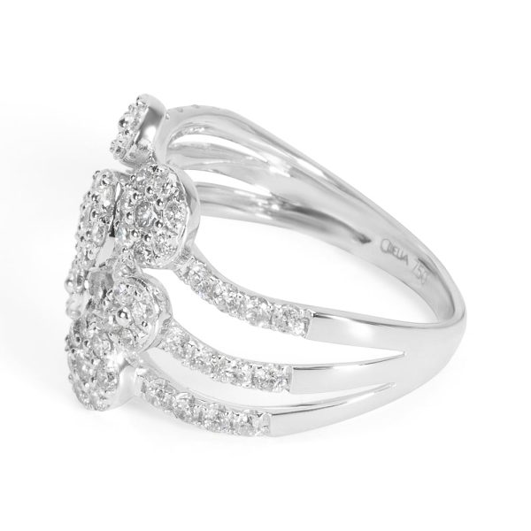 032553 sv Three Strand Multi Flower Station Diamond Ring in 18K WG 102 CTW