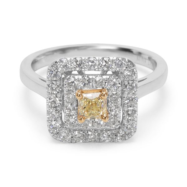 032582 fv BRAND NEW Double Halo Fancy Yellow Diamond Engagement Ring in 14KT Gold 101 CT