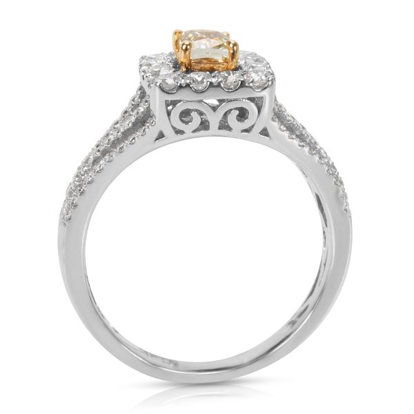 032584 pv BRAND NEW Fancy Yellow Halo Diamond Engagement Ring in 14K Gold 101 CTW