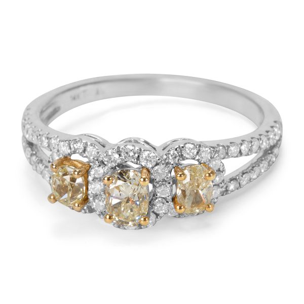 032587 fv 8a9ab469 ecec 4e46 9140 9eb643bed51e Yellow Diamond 3 Stone Ring in 14K White Gold 100 CTW