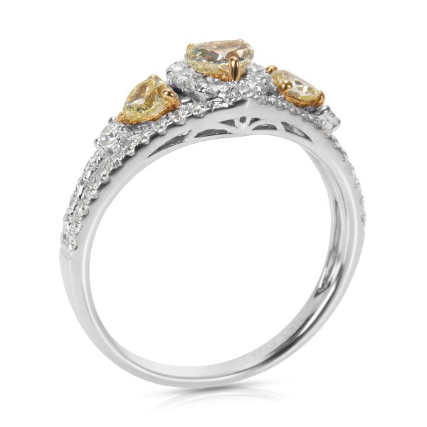 032589 pv BRAND NEW Heart Shape Fancy Yellow Diamond Halo Ring in 14K White Gold 100 CT