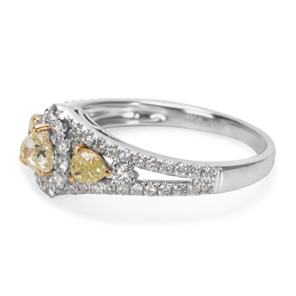 032589 sv BRAND NEW Heart Shape Fancy Yellow Diamond Halo Ring in 14K White Gold 100 CT