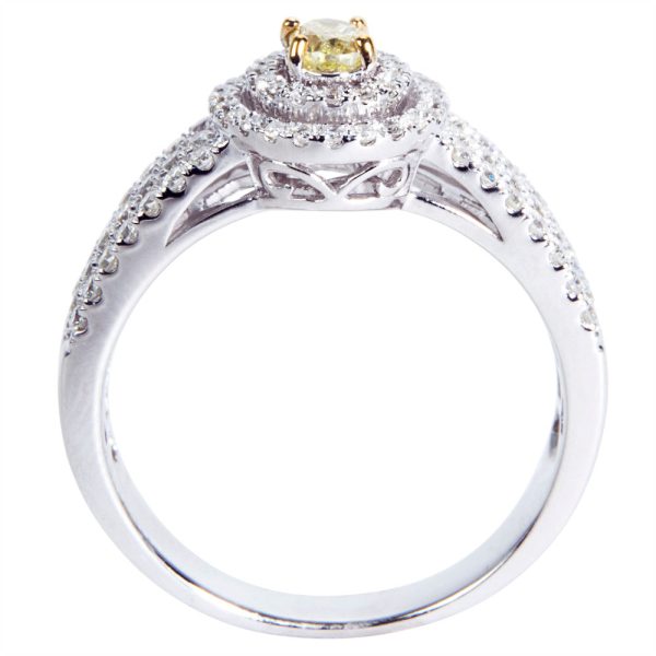 032592 SV Yellow Diamond Ring in 14K White Gold 1 CTW