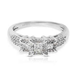 034105 fv 3 Stone Princess Cut Diamond Engagement Ring in 10K Gold H I SI2 050 ctw