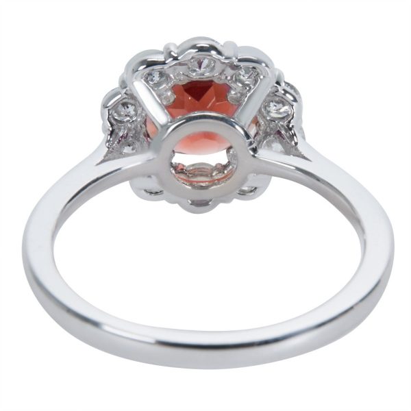 034587 BV BRAND NEW Diamond Halo Ring with Garnet Center in 14KT White Gold 1 CTW