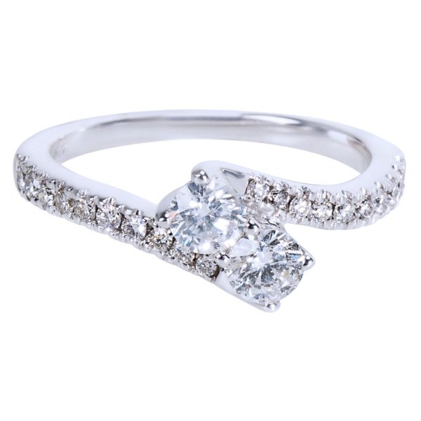 034602 pv BRAND NEW Diamond Two Stone Ring in 14K White Gold 075 CTW