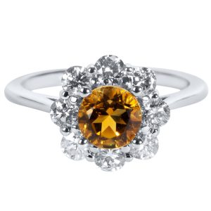 034605 FV 58531991 7765 4f02 b181 2925515ddee7 BRAND NEW Citrine Diamond Halo Ring in 14K White Gold 075 CTW